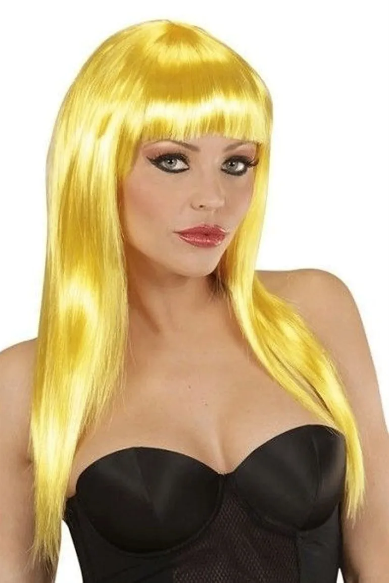 

Yellow Color Long Party Wig Ergonomic Design Practical Products