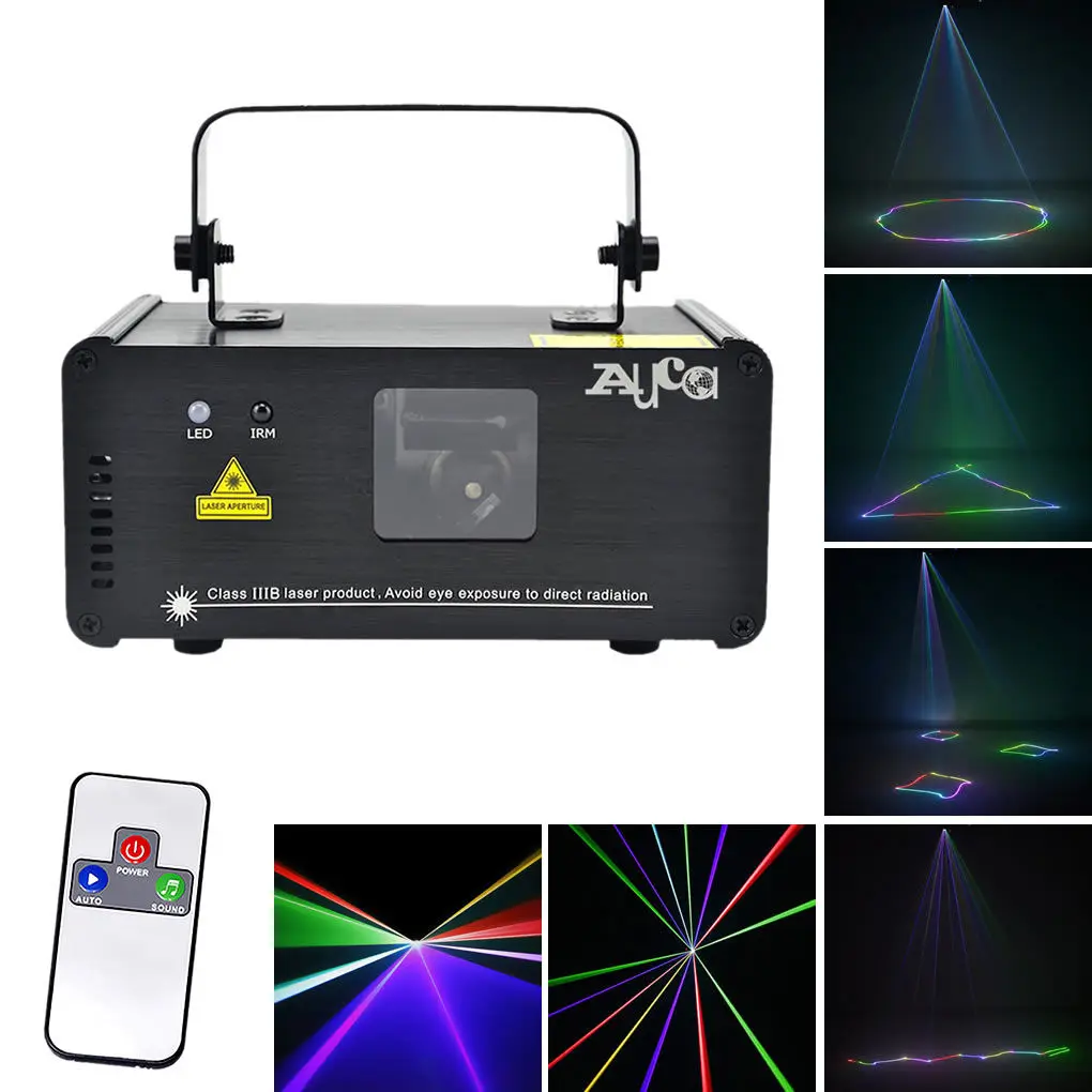 

400 МВт RGB Полноцветный лазерный проектор, луч освещения, звуковая анимация, освещение для дискотек, баров, танцев, DJ, дома, лампа сканера, сцен...