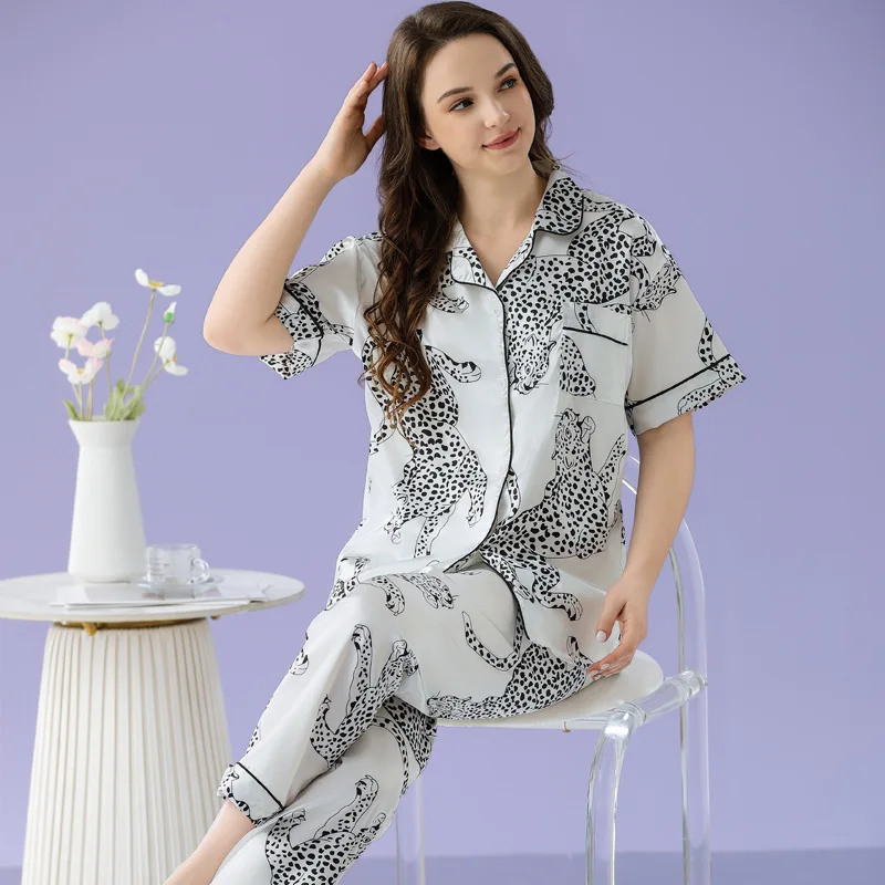 Пижамный комплект женский из 2 предметов атласная пижама искусственного шелка с