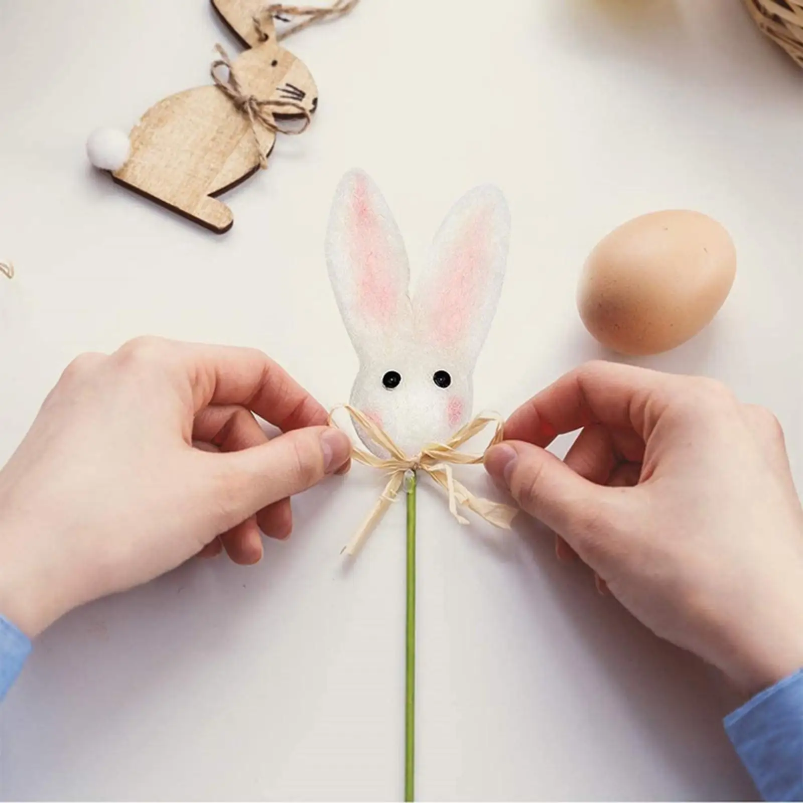

Easter Wool Felt Bunny Ball Garland Rabbit Pom Pom Banner for Decoration