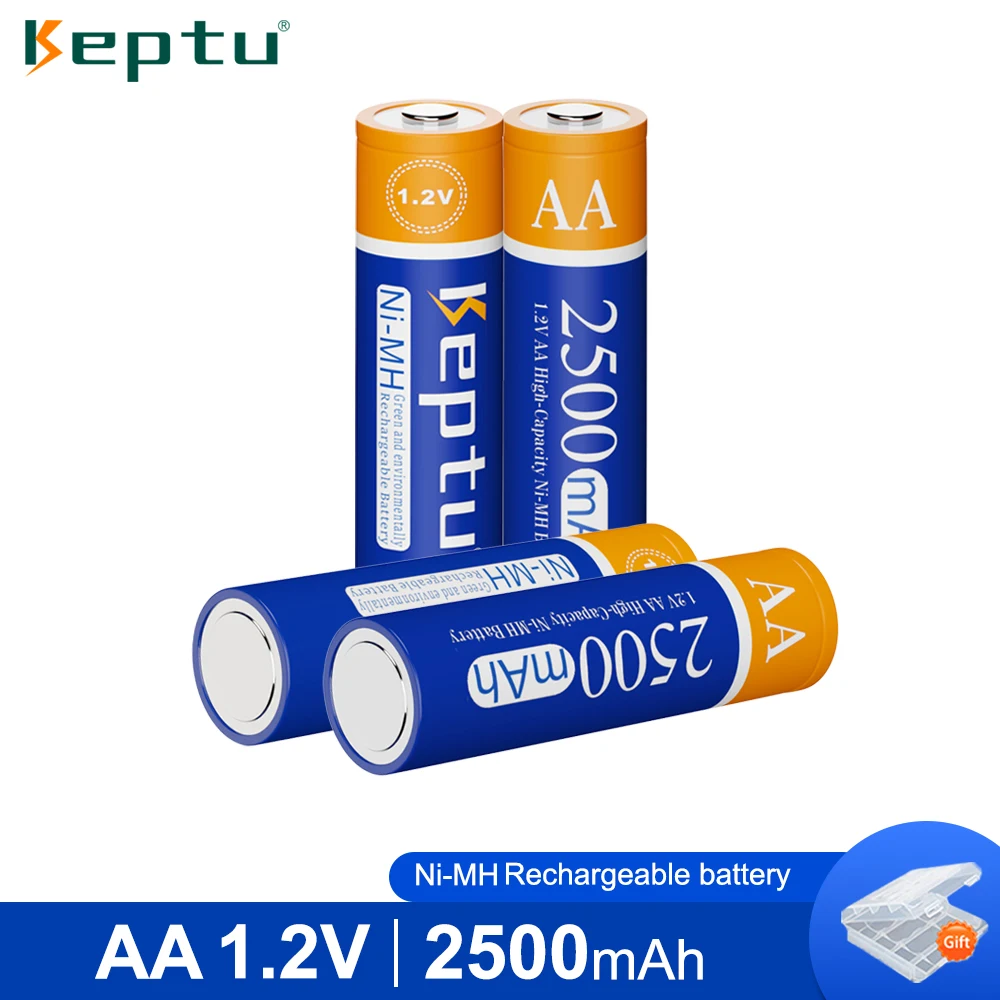 

KEPTU 2-8PCS Ni-MH 1.2V AA 2500mAh Rechargeable Battery aa Batteries nimh 2A Pre-charged Batteries For Toys + Battery Case