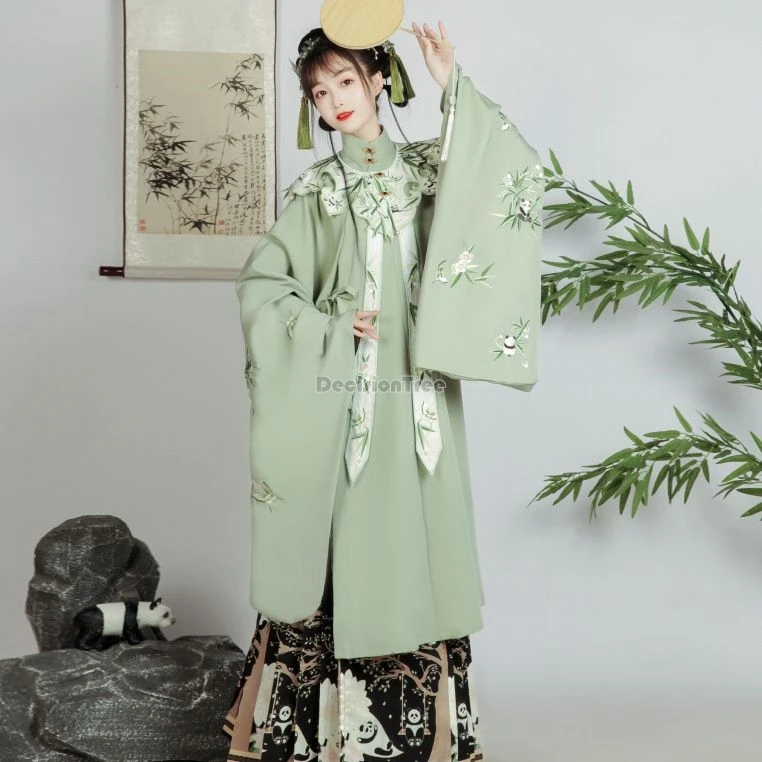 2024 китайская Улучшенная панда элемент династии Мин вышитый стоячий воротник