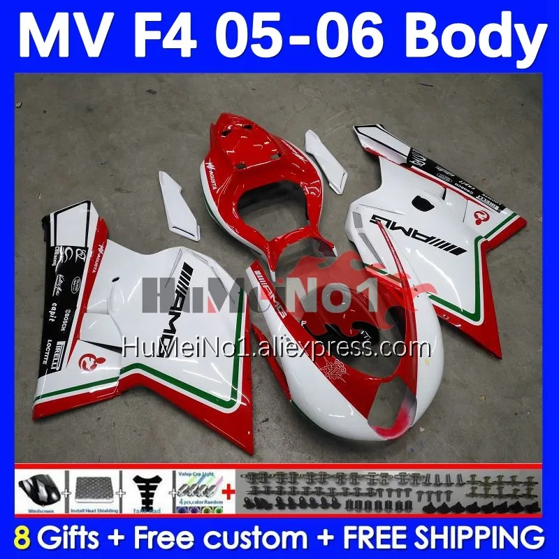 

Корпус для Agusta MV F4 R312 750S 1000 R 750 1000CC 104No.0 1000R 312 1078 1 + 1 мА MV F4 2005 2006 05 06, комплект обтекателей, заводской красный