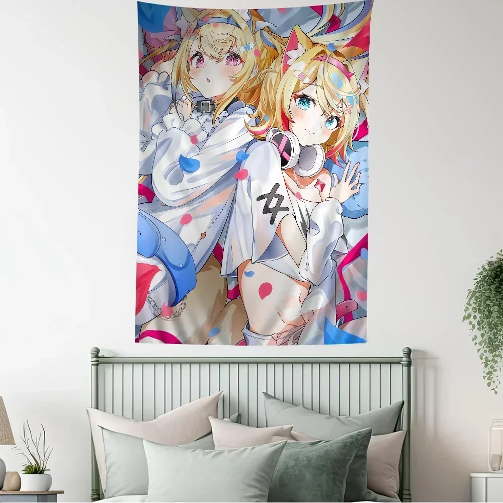 FuwaMoco Fuwawa Mococo Hololive Vtuber DIY настенный гобелен для гостиной дома и общежития Декор