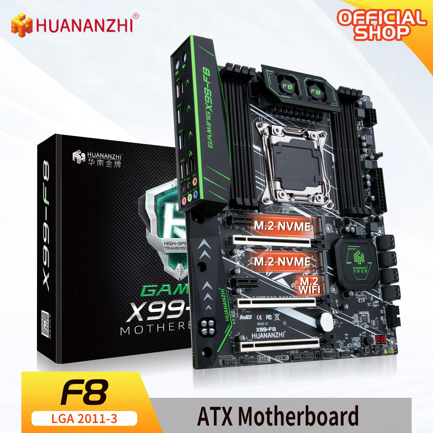 HUANANZHI X99 F8 X99 Motherboard Intel XEON E5 LGA2011-3 All Series DDR4 RECC NON-ECC memory NVME USB3.0 ATX Server