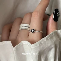 black zircon love twist ring female niche design light luxury simple personality cold wind index finger ring
