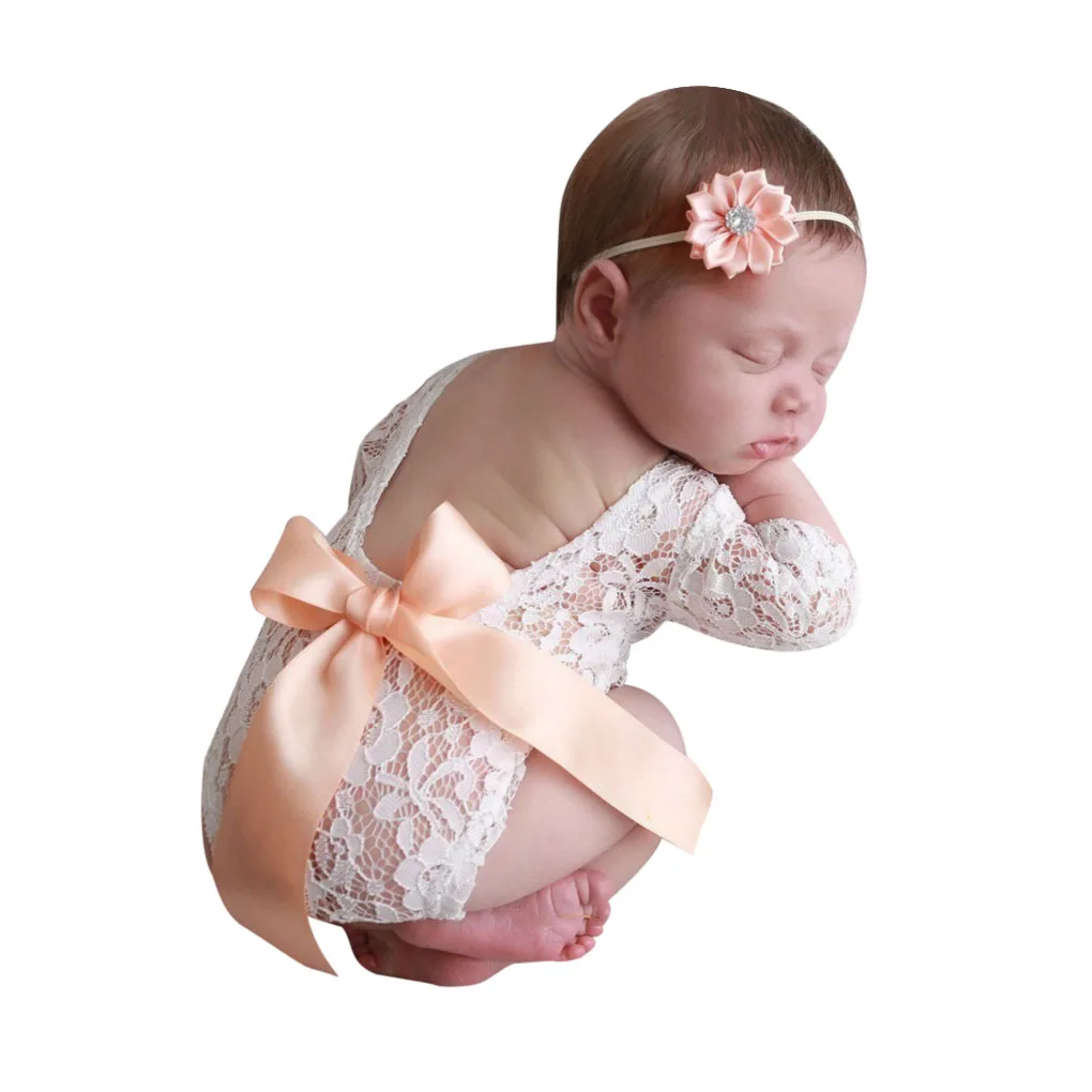 

Baby Deep V Backless Clothes Newborn Photo Lace Romper Toddler Hollow Design Photograph Clothing