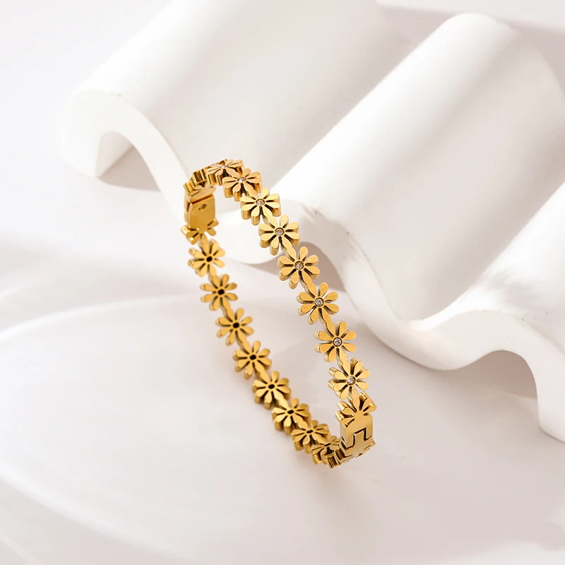 Женский браслет из нержавеющей стали с цветами GANEMLY 316L новый трендовый