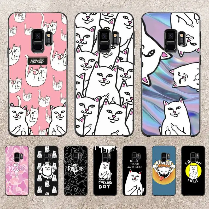

Middle Cute Fingers Cat-RIPNDIPS Phone Case For Samsung Note 8 9 10 20 Case For Note10Pro 10lite 20ultra M20 M31 Funda Case