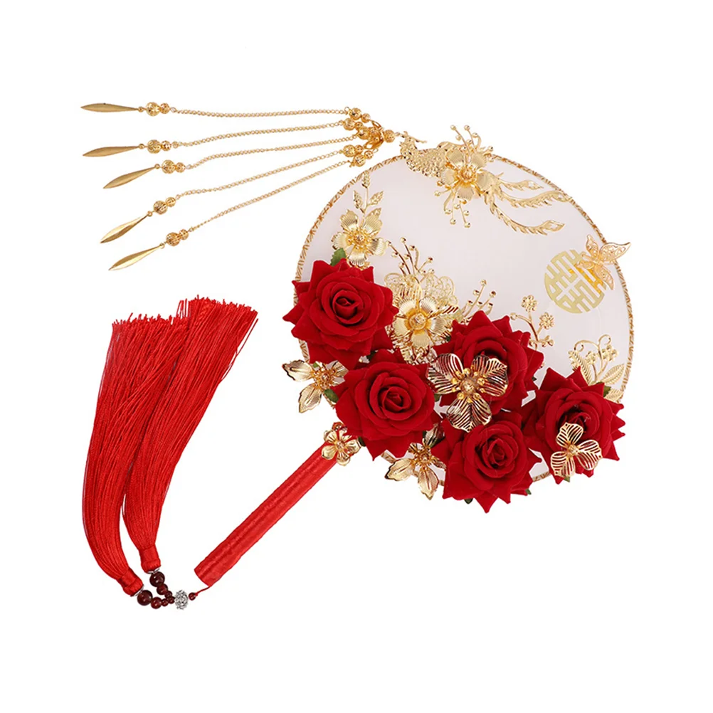 

Vintage Bride Antique Round Fan Chinese Style Classical Wedding Accessories Fans