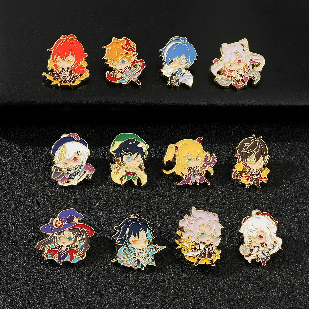 Эмалированная булавка Game Genshin с милым мультяшным рисунком на лацкан куртки