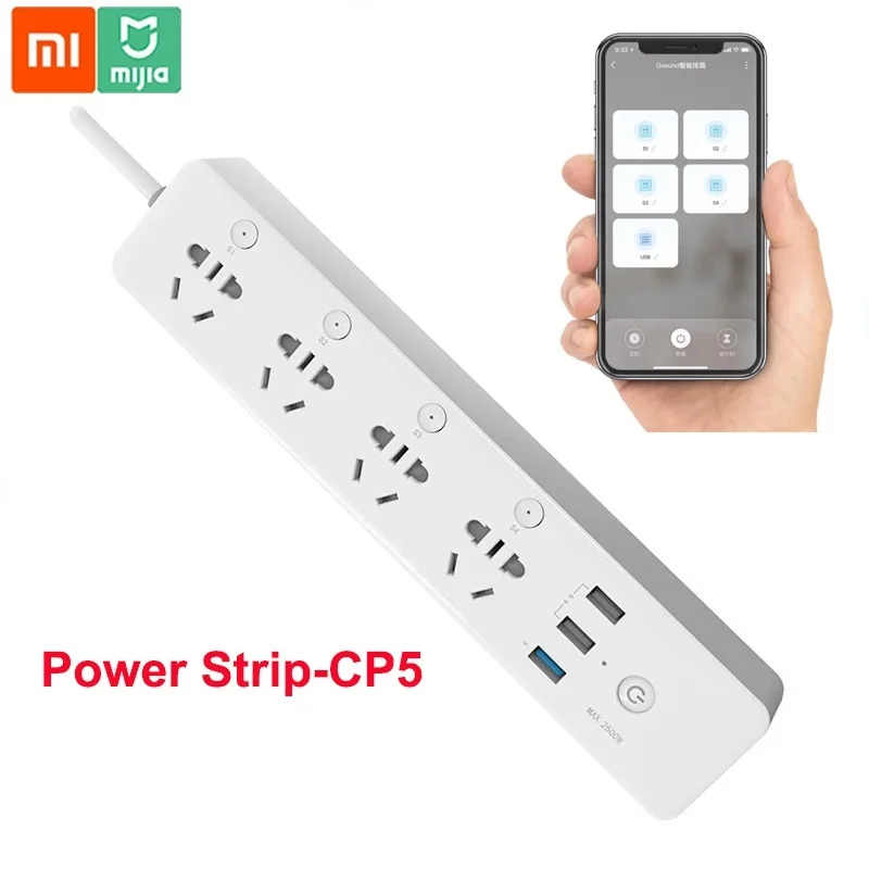 Xiaomi Gosund Smart Power Strip CP5 WIFI Version Voice Control Mijia APP Remote Control Timing Switch With 4 Outlets & 3 USB