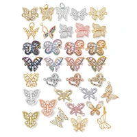 elegant insect zirconia crystal butterfly pendant charm connector for necklace bracelet earring making jewelry findings diy gift