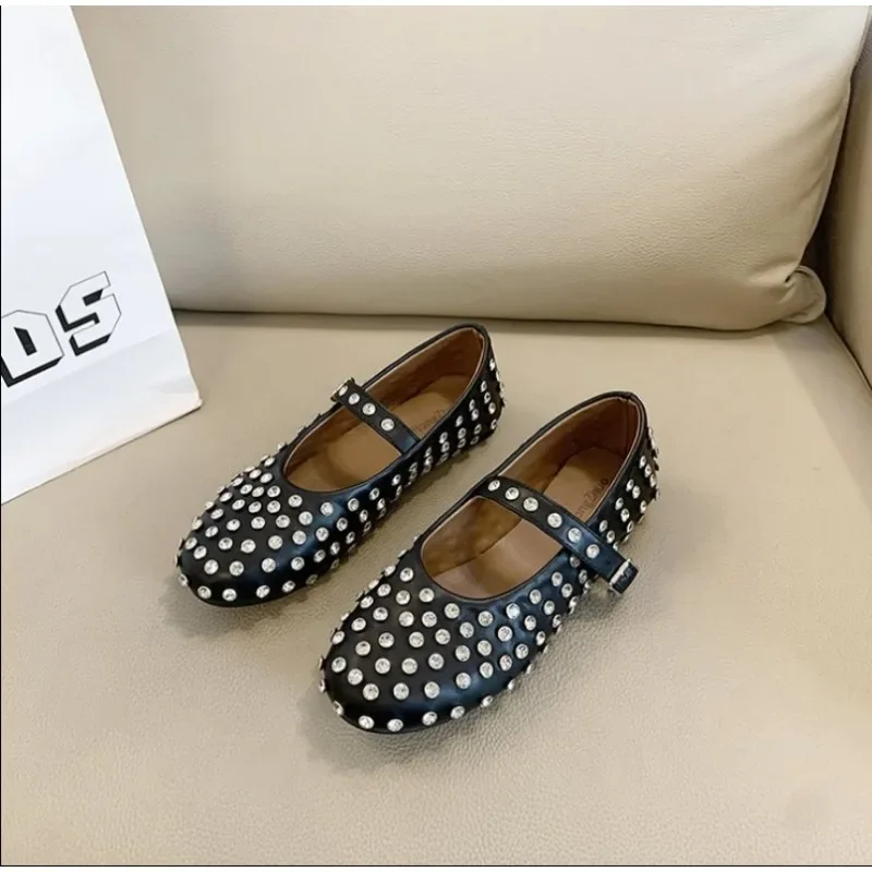 Женские балетки с ремешком и пряжкой повседневные сетчатые Туфли круглым носком