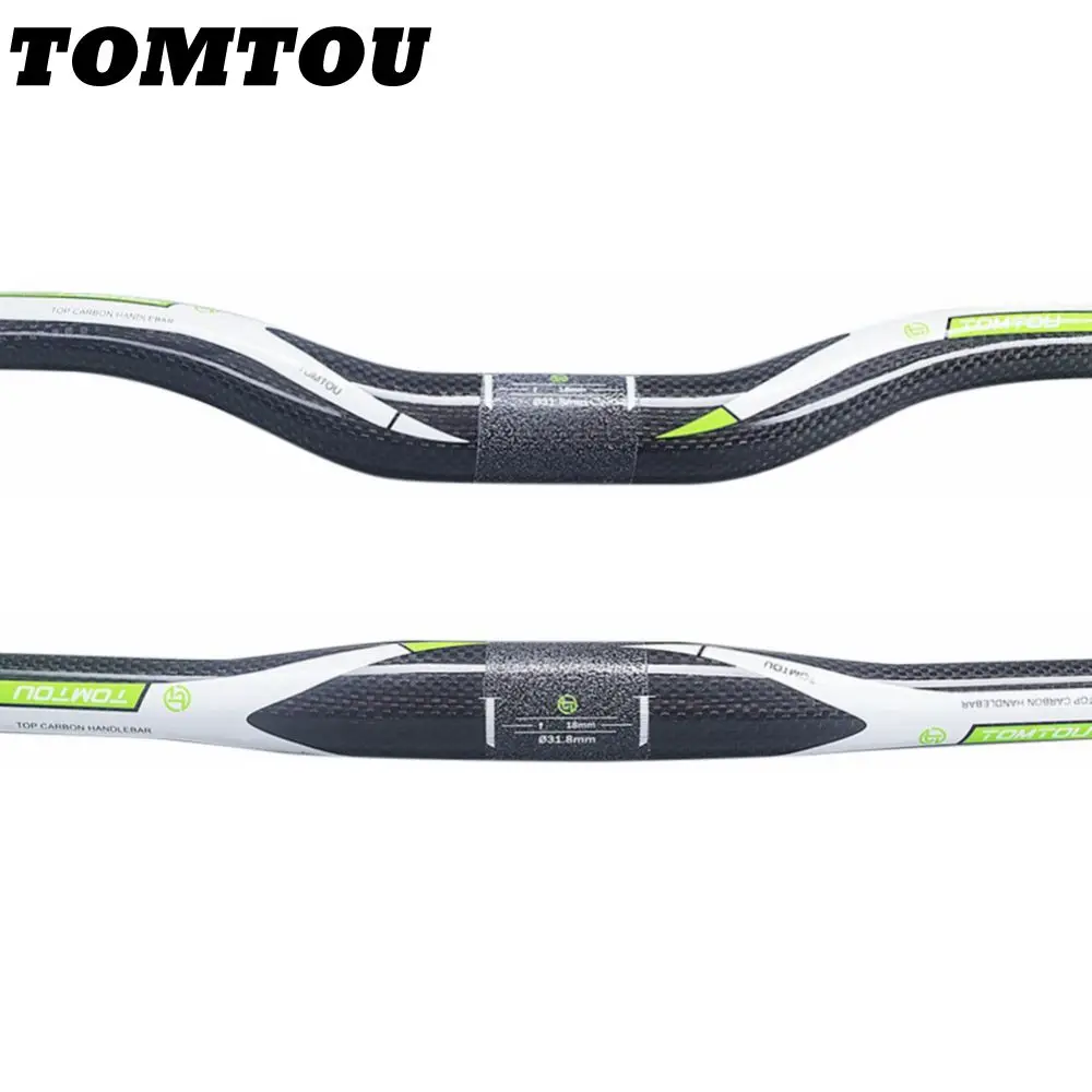 

TOMTOU Green Glossy 3K Carbon Fiber Bicycle Handlebar MTB Bike Flat / Rise Bars 580/600/620/640/660/680/700/720/740/760mm