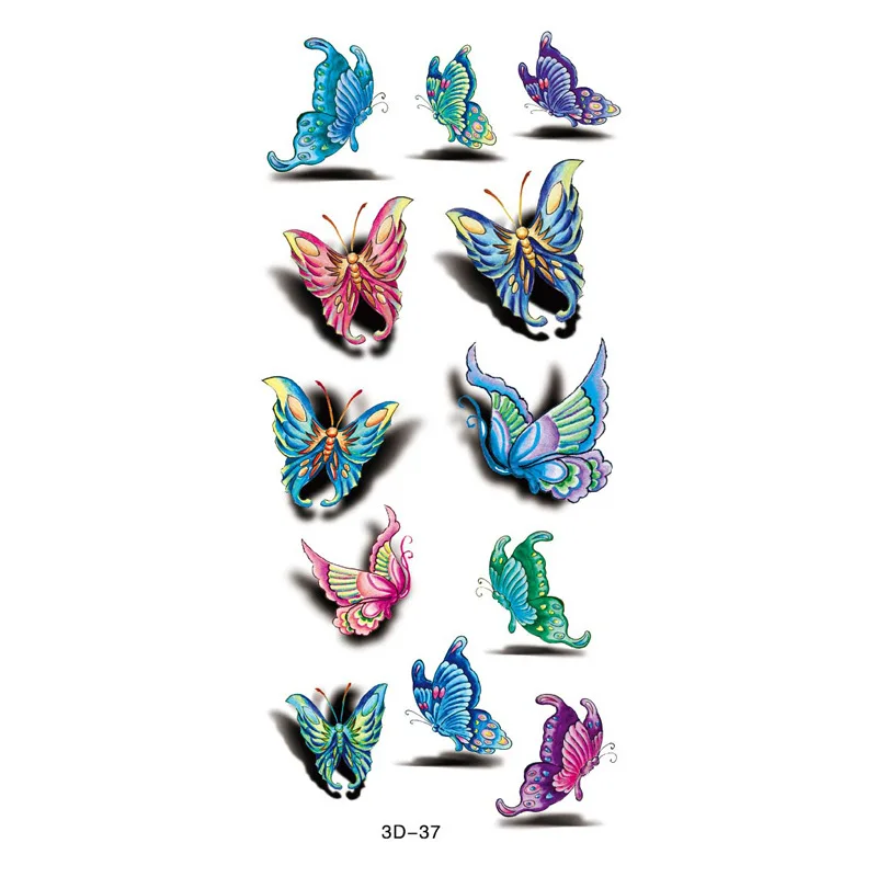 

Waterproof Temporary Tattoo Sticker for Women 3D Colorful Butterfly Art Tatoo Flash Tatto Body Art Fake Tattoo Sticker
