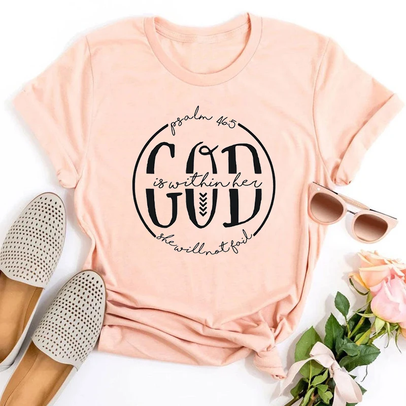 

God Graphic T Shirts Faith Prayer Tee Christian Women T Shirt Aesthetic Inspirational Shirt Kawaii Clothes Vintage L