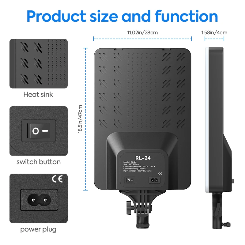 24-дюймовые светодиодные панели для фото-видео освещения от 2700 до 7500 К и