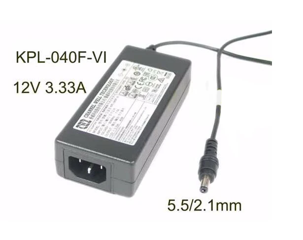 Laptop Power Adapter, KPL-040F-VI, 12V 3.33A, Barrel 5.5/2.1mm, IEC C14