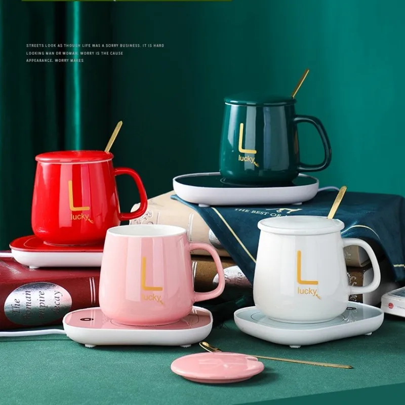 

Coffee Mug Milk Tea Water Heating Pad Heater Ceramics Cup Home Office Warmer Portable Smart Thermostatic Creative Novetly Gifts