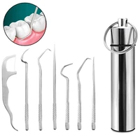portable titanium toothpick bag set reusable stainless steel toothpicks with holder for outdoor picnics and camping