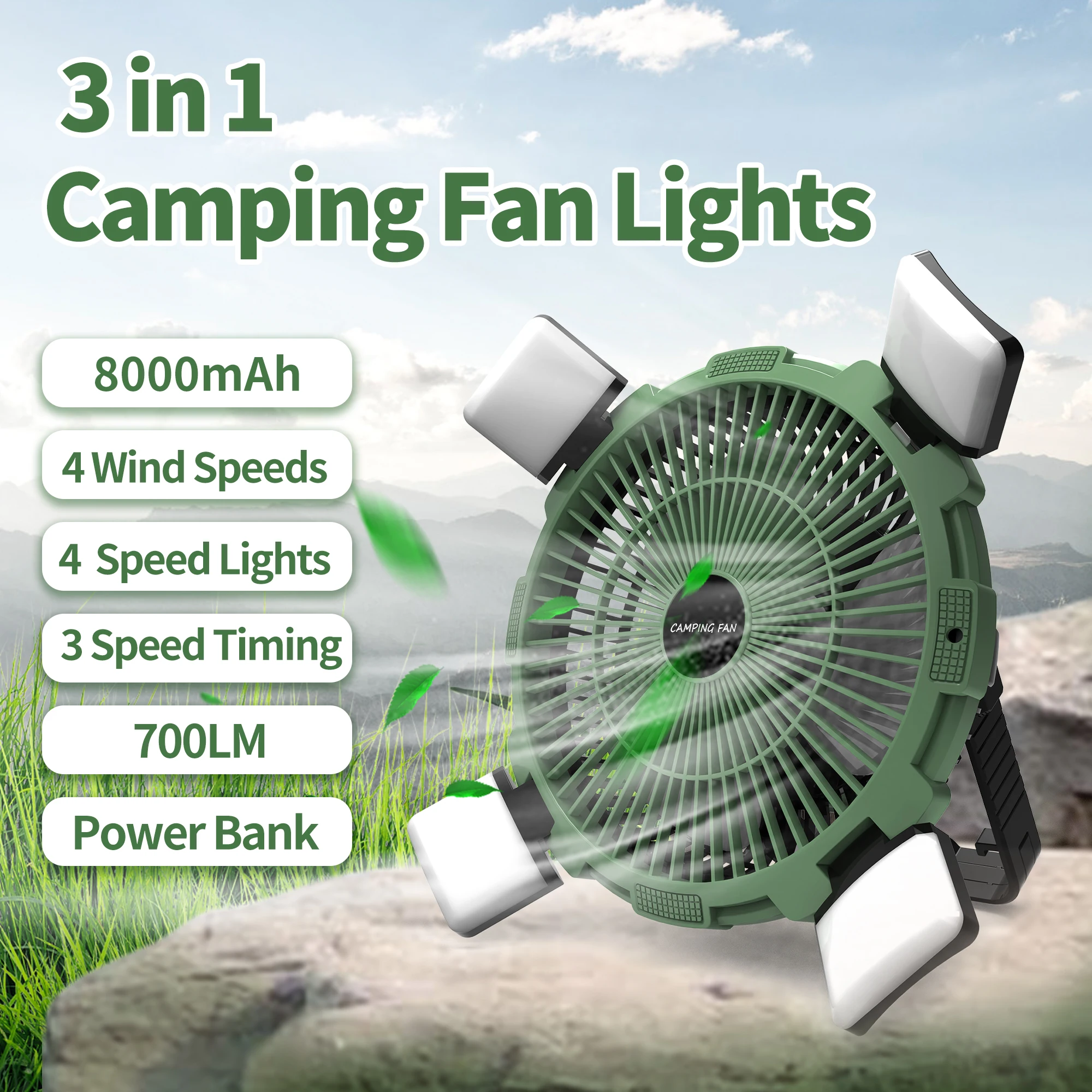 Новинка 2024 портативный вентилятор большой емкости ма подзаряжаемый Настольный