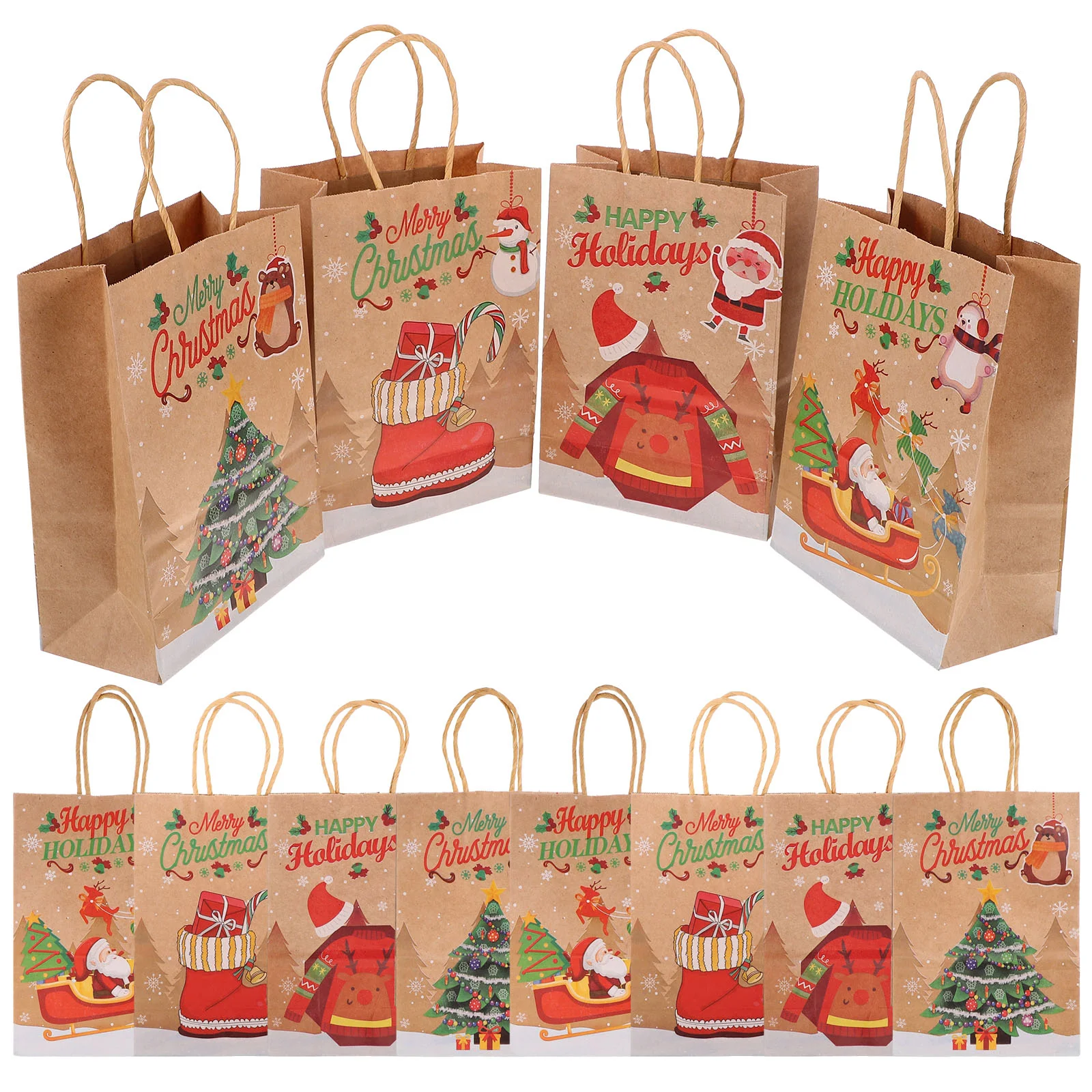 

12 Pcs Christmas Gift Bag Big Bouquet Bags Festival Presents Paper Mini Party Candy