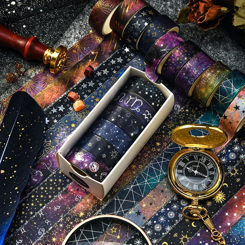 6 шт. или 12 ленты васи со звездным небом принадлежности для скрапбукинга фольга