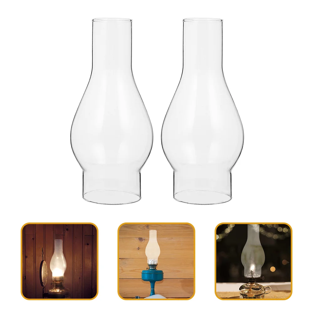 

2pcs Delicate Replacing Glass Kerosene Lampshade Clear Glass Lampshade Lamp Chimney