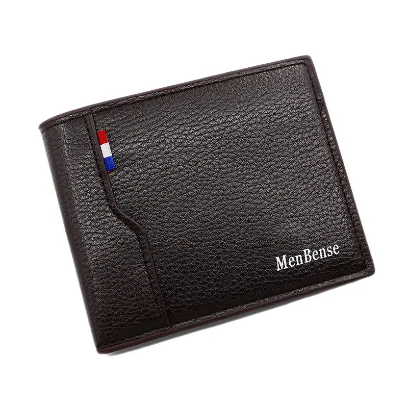 New European and American Men's Short Wallet PU Leather Coin Purses Large Capacity Card Holders Male Luxury Money Clip