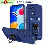 cell phone case for xiaomi 12 11t poco m3 x3 pro for redmi note 7 8 10 11 pro max 9c card slot ring holder shockproof lens cover