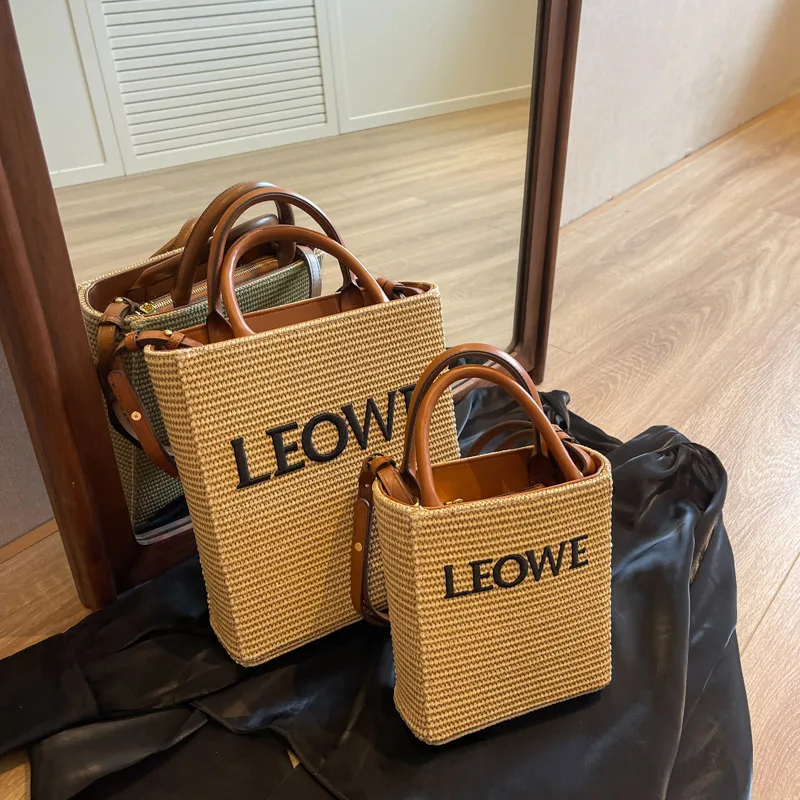

New Straw Weave Handbags For Women Tote Bags Square Females Casual Beach Bags Casual Holiday Ladies Shoulder Bags High Capacity