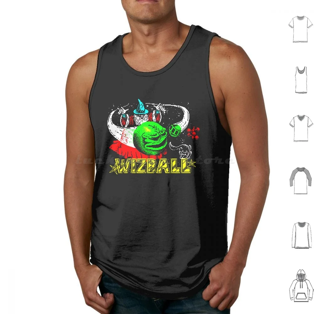 

Wizball Tank Tops Vest Sleeveless Zx Spectrum Retro Pixel Game Computer Video Wizball Wiz Ball Magic Colour Wizard Cat