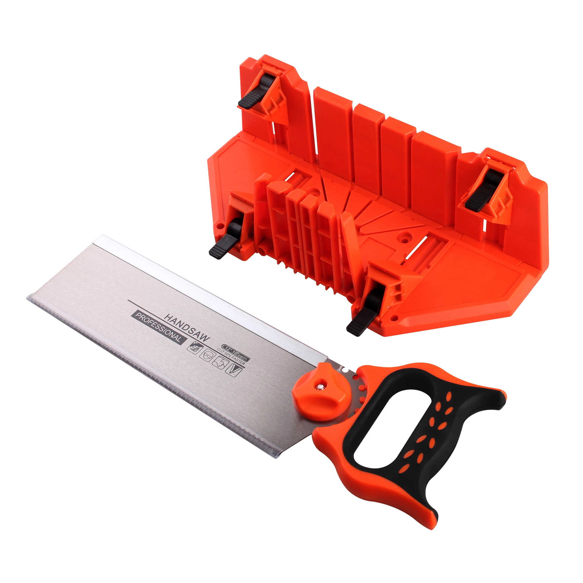 

14 inch Multifunctional Miter Saw Box Cabinet 0/22.5/45/90 Degree Saw Guide Woodworking with Clamp Clip 45 degree cut for CNC