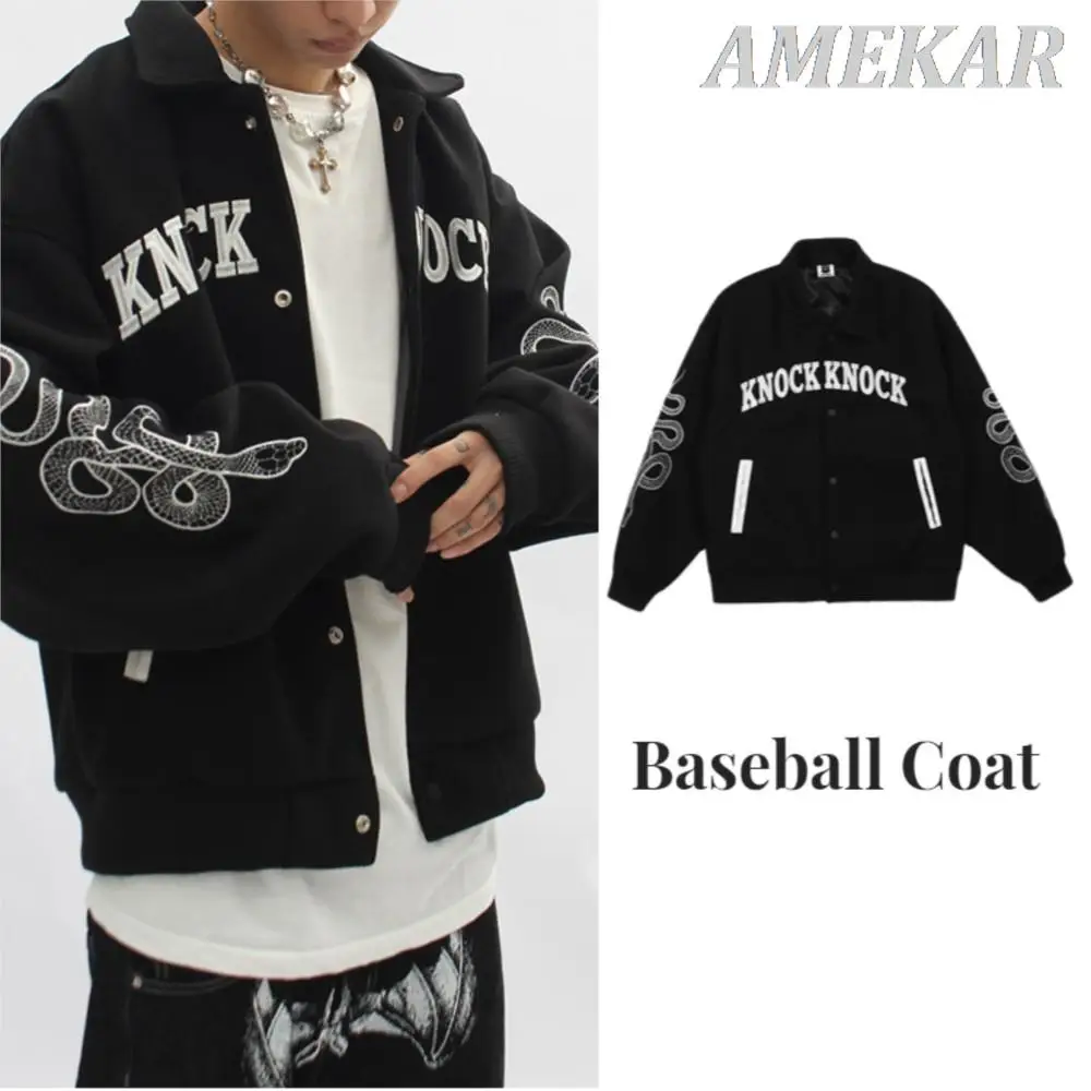 

2023 Hip Hop Bomber Jacket Streetwear Mens Vintage Embroidery Snake Baseball Coat Harajuku Casual Japanese Style Varsity Jackets
