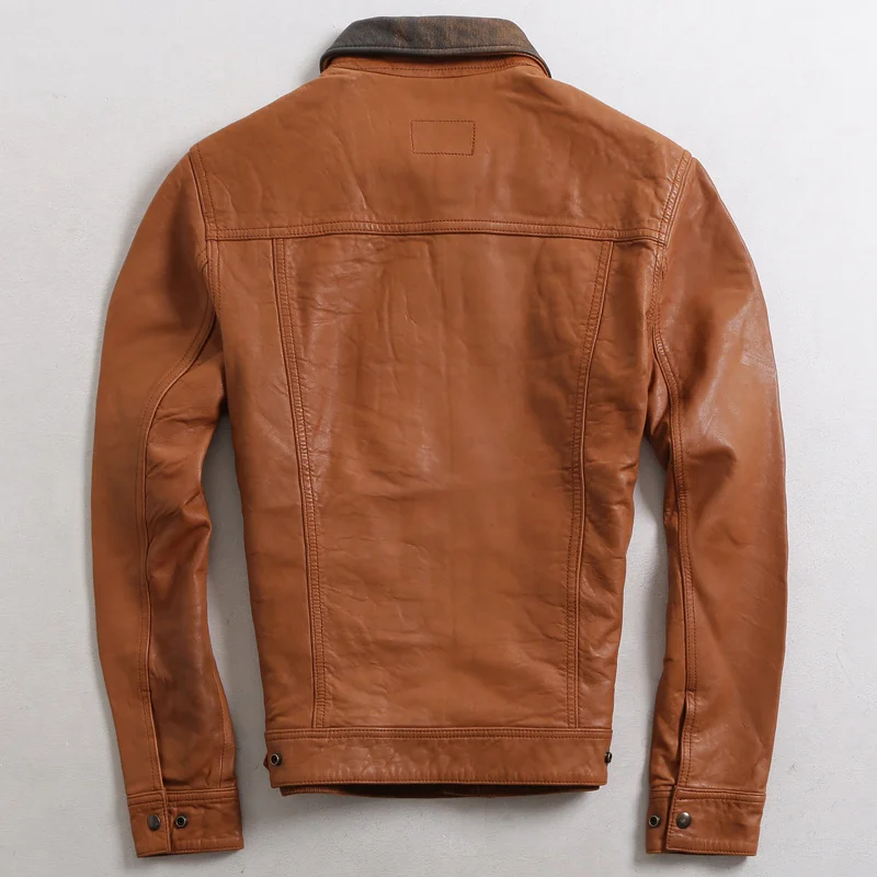 

Spring Genuine Leather Jacket Men Clothes 2023 Streetwear Mens 100% Real Sheepskin Coat Casual Slim Fit Moto Jackets 5762