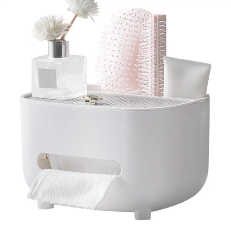 

Remote Control Tissue Box Holder Desk Tissue Box Organizer Dual Layer Tissue Jewelry Box For Anti-Slip Separate Space Waterproof