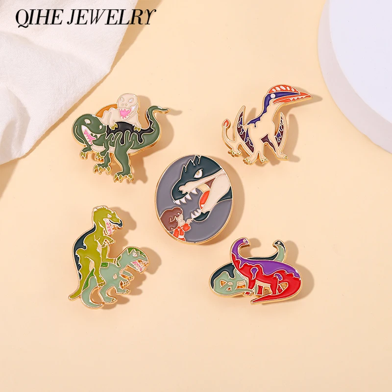 

Jurassic Dinosaur Enamel Pins Brontosaurus Brooches Badges Accessories for Backpack Jewelry Free Shipping Gift for Friends