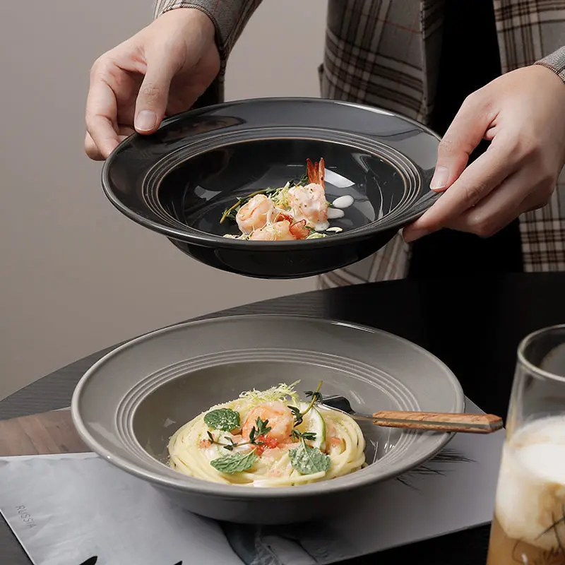 

European-style straw hat plate western-style steak plate pasta plate ceramic plate vegetable plate deep soup plate nordic plate
