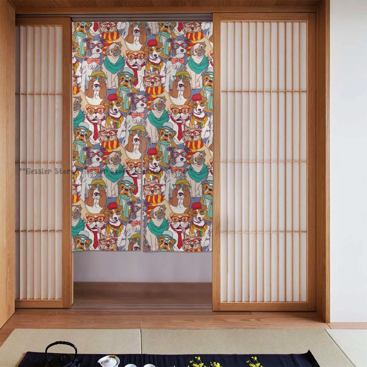 Рождественская занавеска с таксой