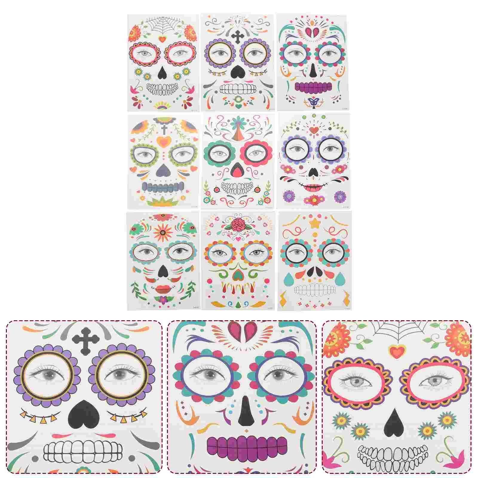 

Sheets Funny Facial Stickers Waterproof Realistic Expression Decals Stickers