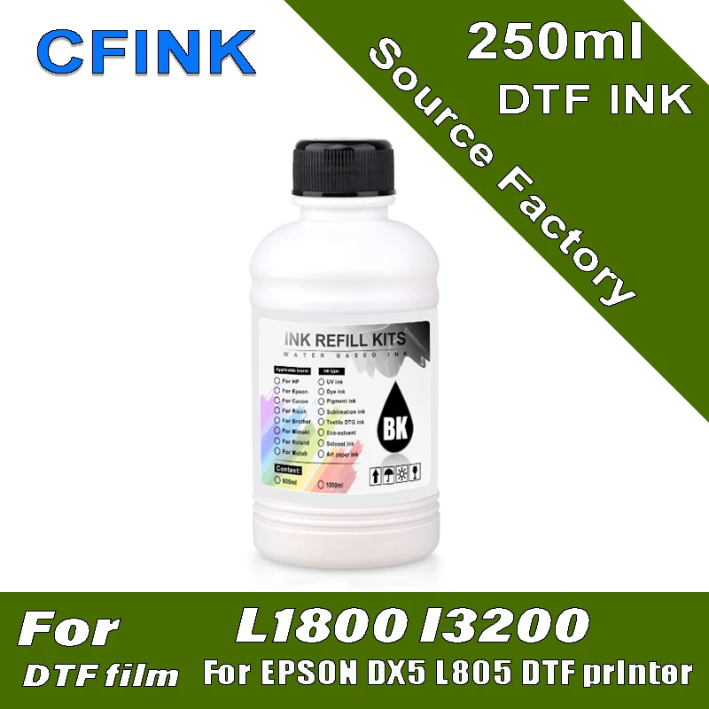 Чернила DTF 250 мл для печатающей головки Epson I3200 L1800 L800 L805 DX5 DX7 I4720 I5113 переводной