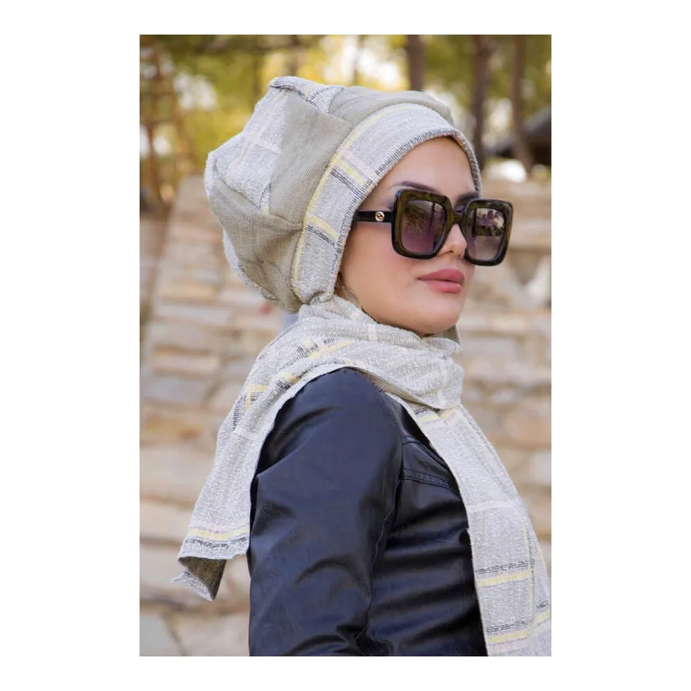 Dorlie Cream Plaid Tesetür Beret