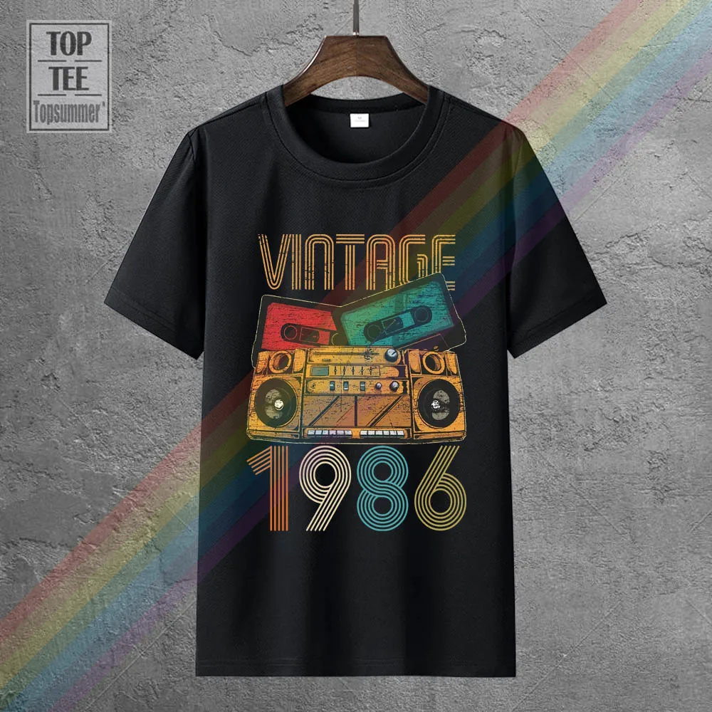 

Vintage 1986 Fun 35Th Birthday Gift T-Shirt Punk Rock T-Shirts Hippie Goth Women'S Black Tunic Tshirt Gothic Emo Tee Shirt