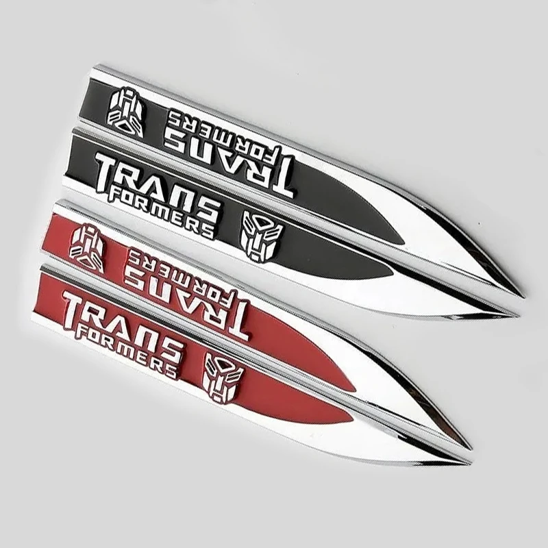 

2pcs Car Fender Badge Sticker Trim Universal Transformers Blade Shape Metal Emblem