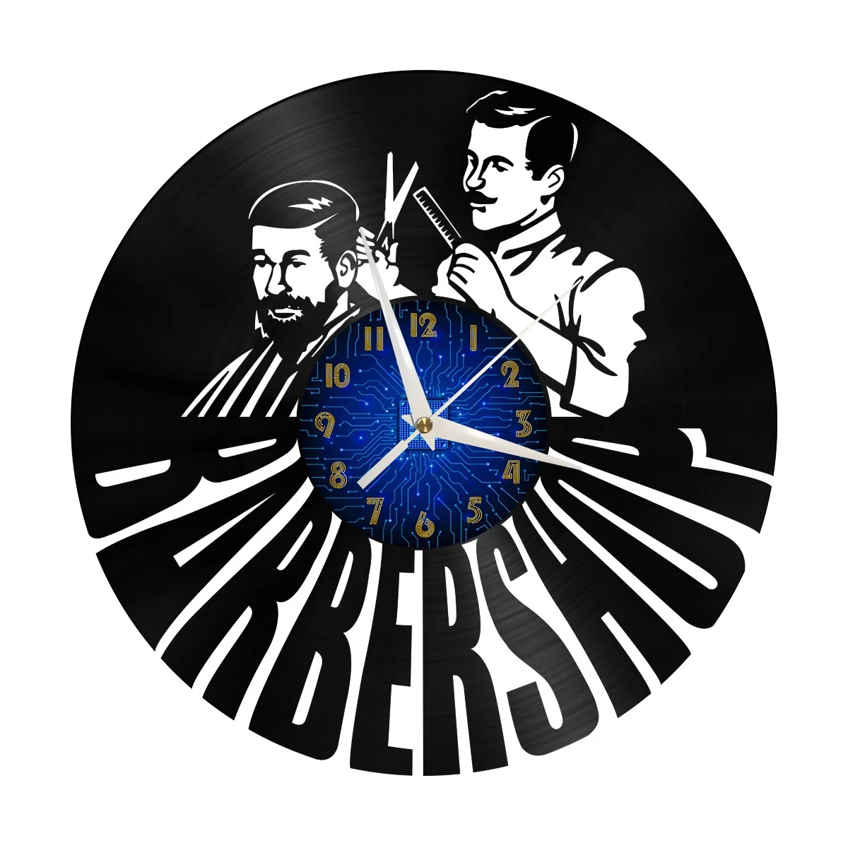 

Barber Shop Theme Vinyl Wall Clock, Vinyl Record Clock Wall Art Silent & Non-ticking