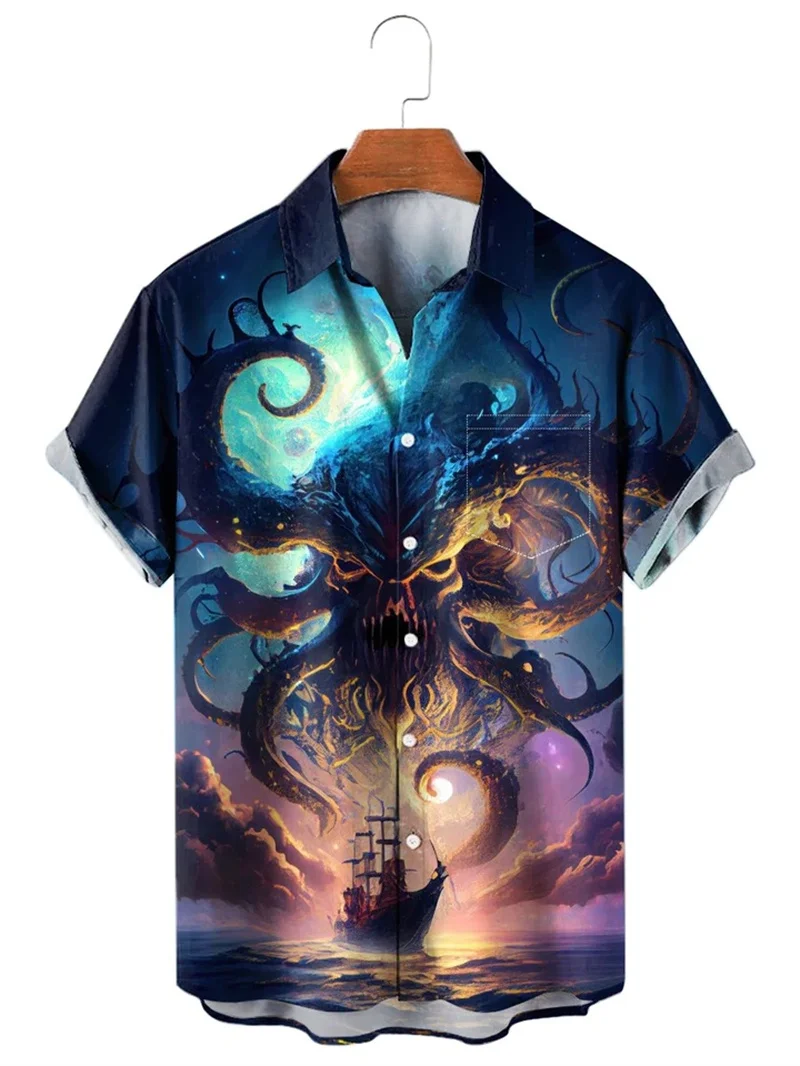 

Moon Stars Hawaiian Shirts 2023 Summer 3D Printed Vacation Beach Shirts Casual Vintage Clothes Women Lapel Blouse Plain Shirt