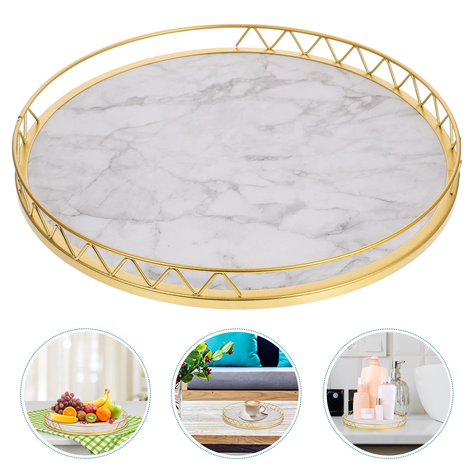 

Circle Tray Round Party Fruit Holder Storage Decorative Serving Tea Cup Rustic Style Multi-functional Plate