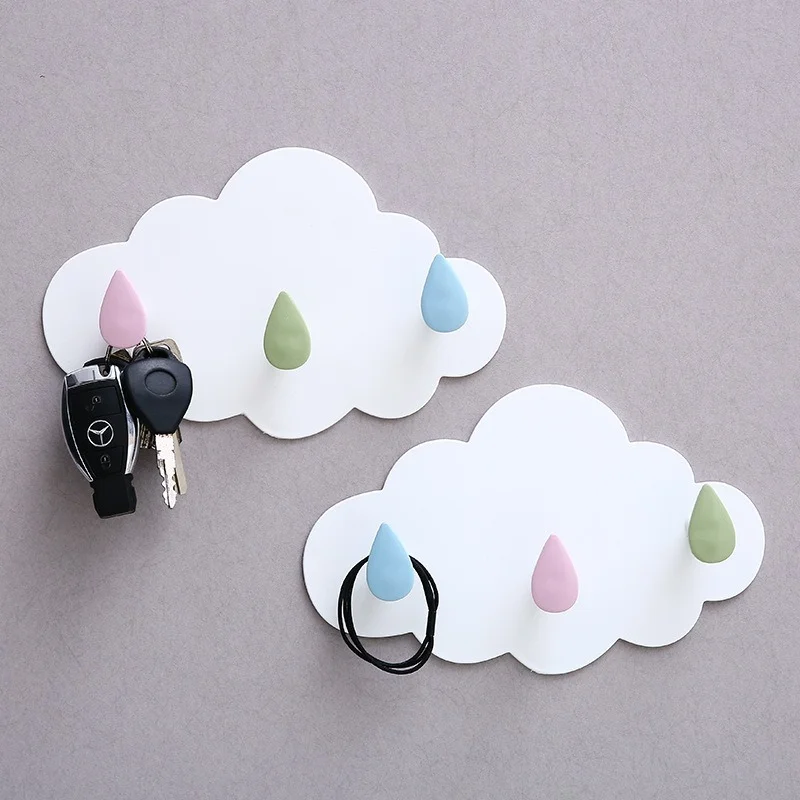 

The New 1pcs Wall Hook Behind The Door Multi-purpose Kitchen Nail-free Traceless Sticky Hook Cloud Decorative Hook