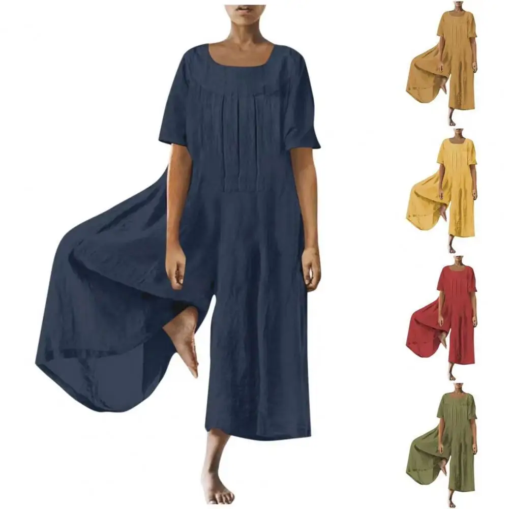 

Модный женский комбинезон с широкими штанинами, Свободный комбинезон, универсальный комбинезон Colorfast